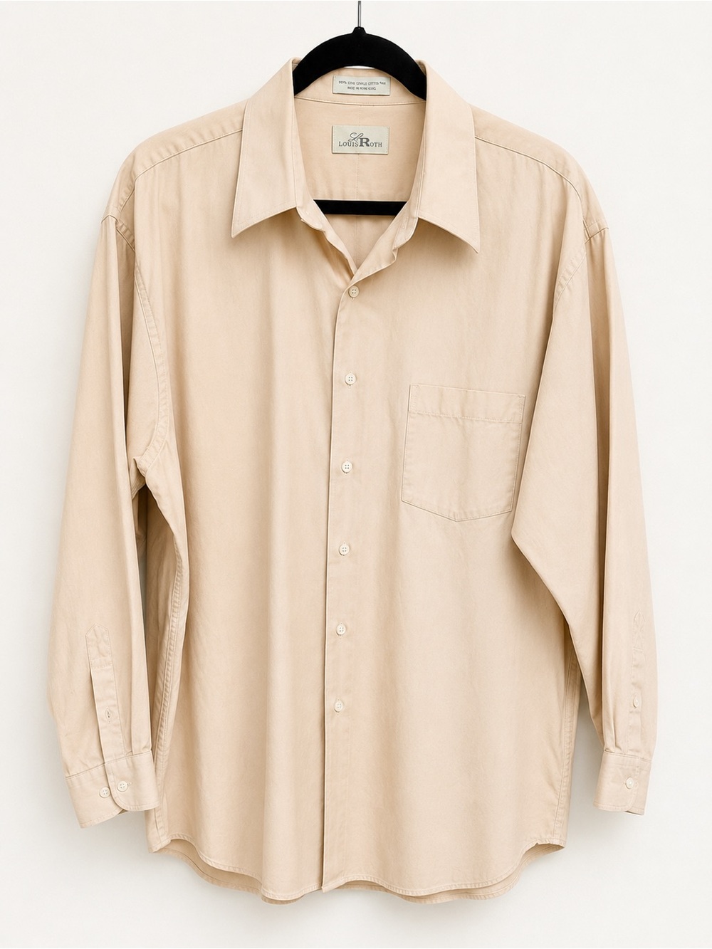 Louis Roth Vintage Men's Button Down Peach Cream Long Staple Cotton